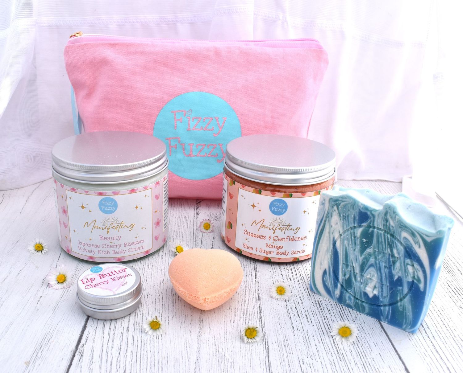 Summer Glow Up Beauty Bag by Fizzy Fuzzy. Pamper relax spa kit.