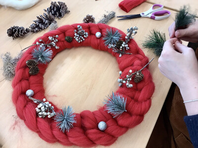 Beginners Chunky knit Christmas Wreath at The Square Deal, Huntly