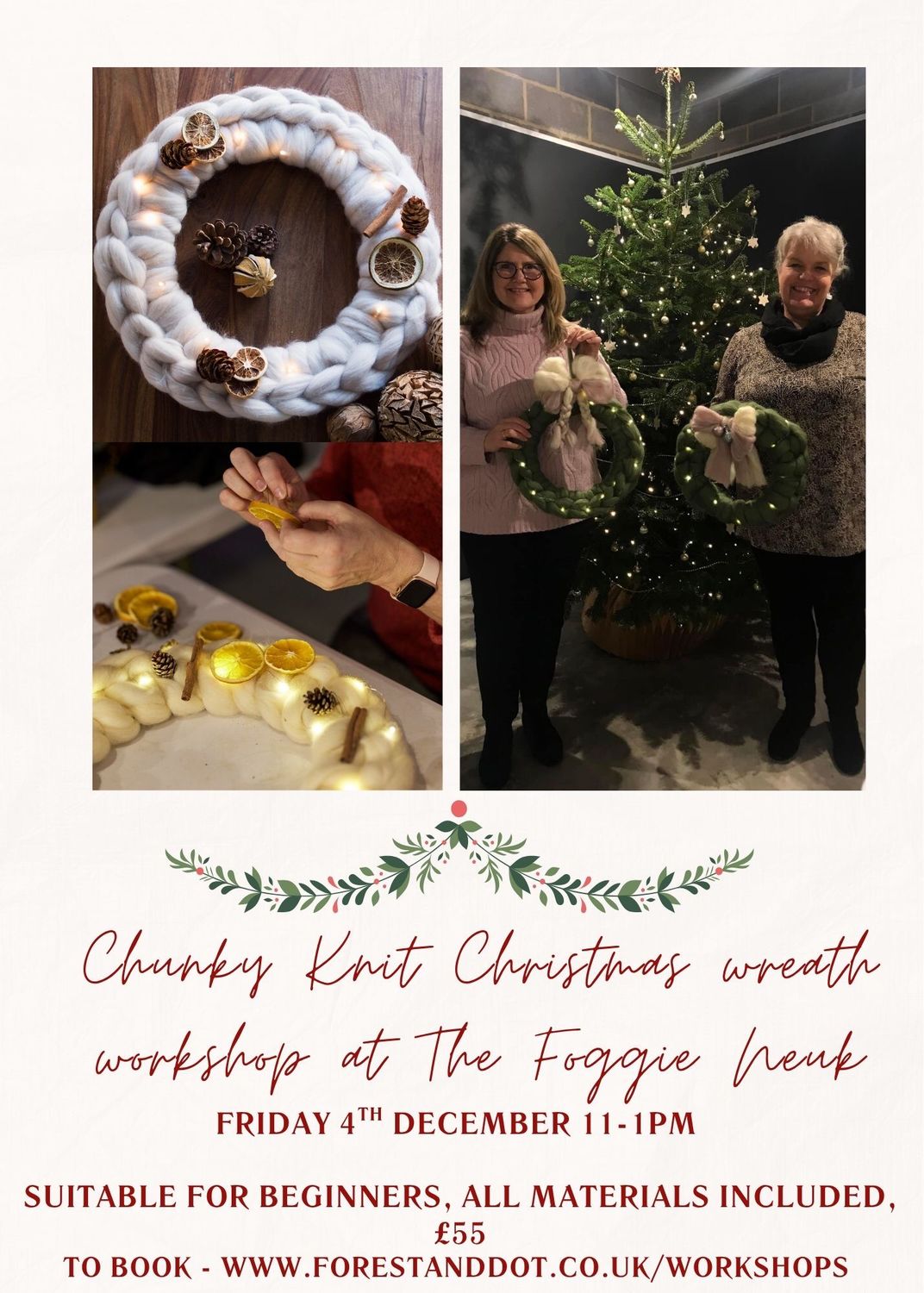 Chunky Knit Christmas Wreath Workshop at The Foogie Neuk, Aberchirder Chunky Knit Christmas Wreath Workshop at The Foogie Neuk, Aberchirder