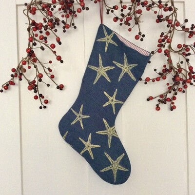 Christmas Stocking - Starfish
Blue Rustic linen