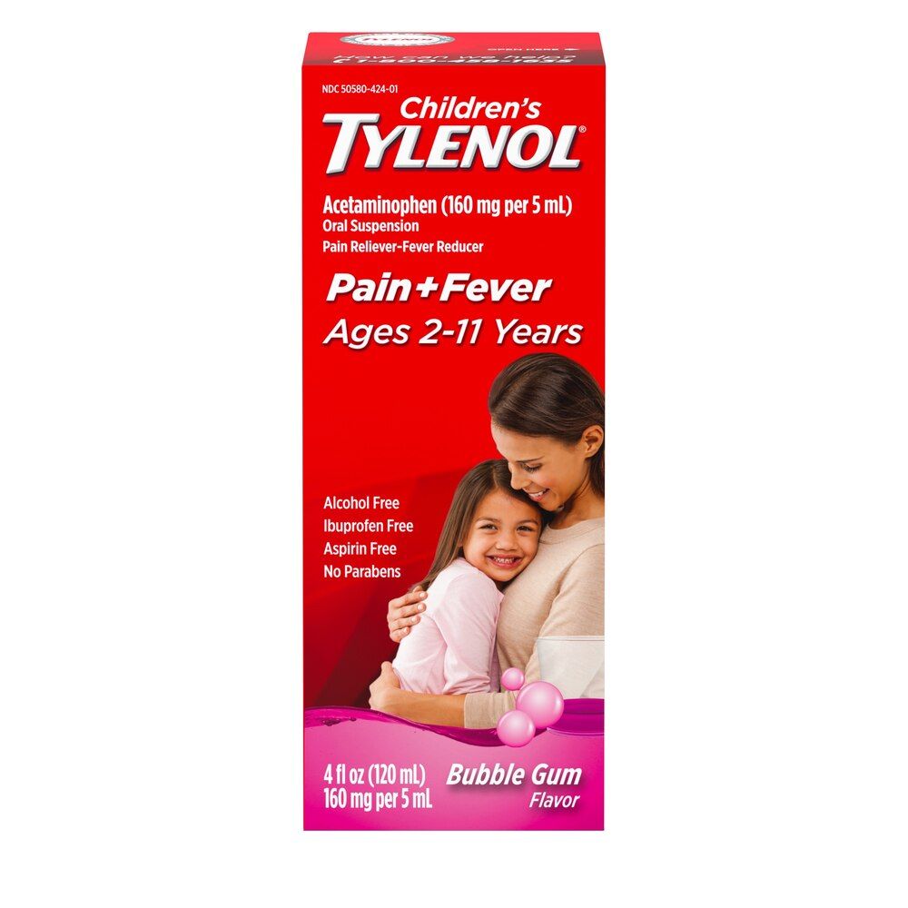 Tylenol Children&#39;s Pain + Fever Suspension Bubblegum