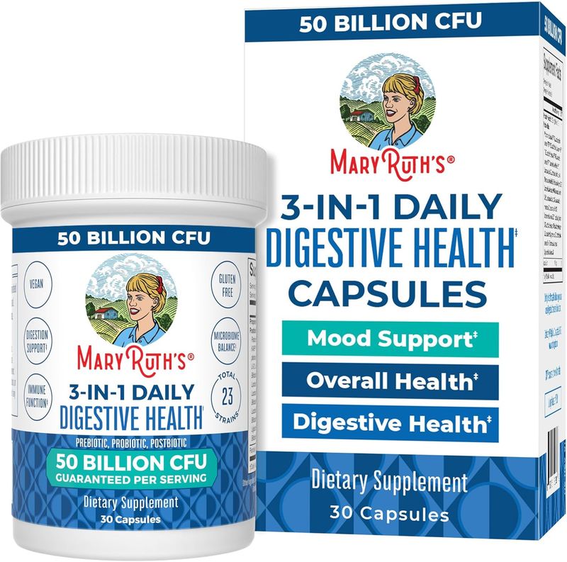 MaryRuth&#39;s 3-in-1 Digestive Health Probiotic -- 30 Capsules