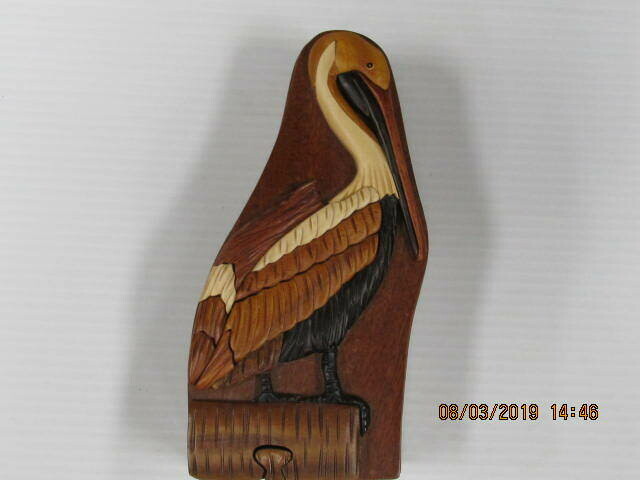 WOODEN PUZZLE INTARSIA PELICAN BOX