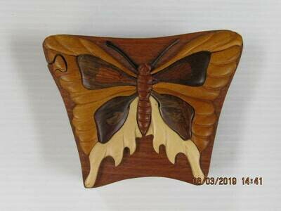 WOODEN INTARSIA PUZZLE BUTTER FLY BOX