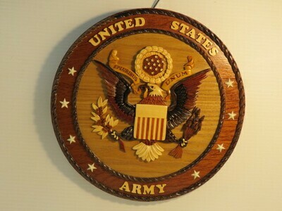 WOODEN MILITARY ARMY WALL PLAQUE
