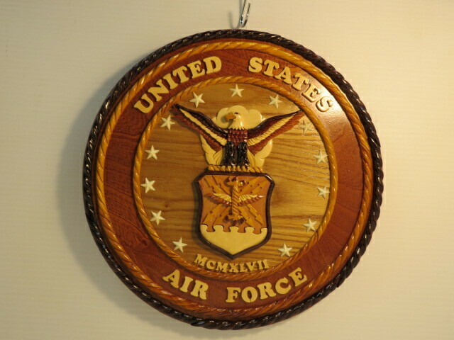 INTARSIA AIR FORCE LOGO WALL PLAQUE