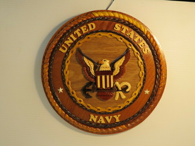 WOODEN  HANCRAFTED NAVY PLAQUE