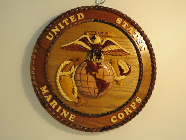 HANDCRAFTED MARINE CORPS LOGO PLAQUE