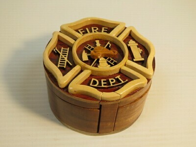 HANDCRAFTED PUZZLE FIRE DEPT BOX