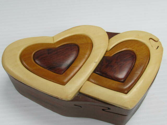 handcrafted intarsia 2 of HEART PUZZLE BOX