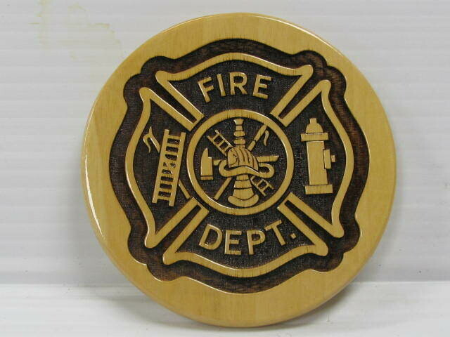 WOODEN FIRE DEPT LOGO COASTERS