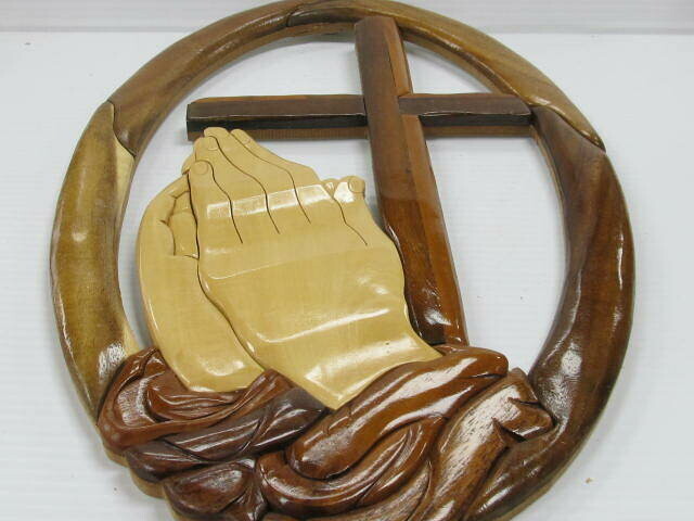 PRAYING HAND INTARSIA WALL HANGER