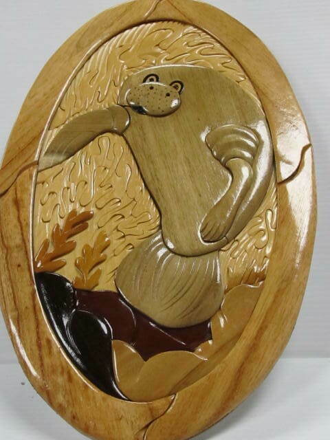 FLORIDA NATIVE MANATEE INTARSIA WALL PLAQUE
