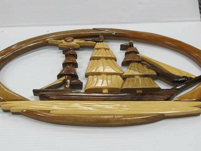 SAIL BOAT INTARSIA WALL PLQUE