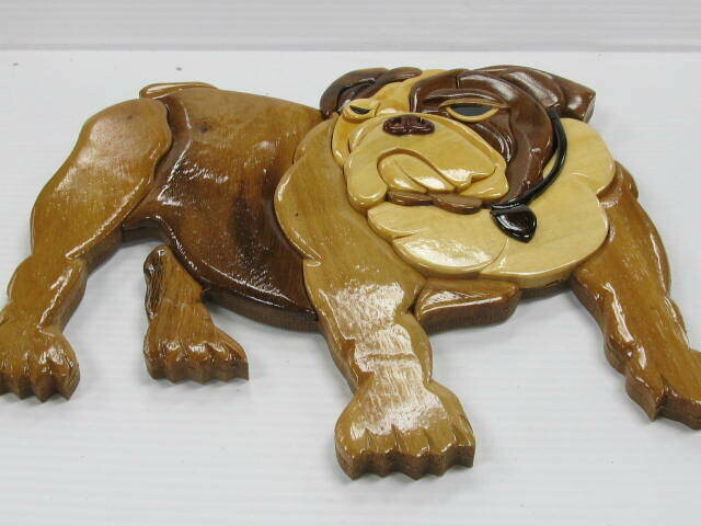 ENGLISH BULL DOG INTARSIA WALL PLAQUE