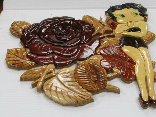 BETTY WITH FLOWER INTARSIA  WALL HANGER