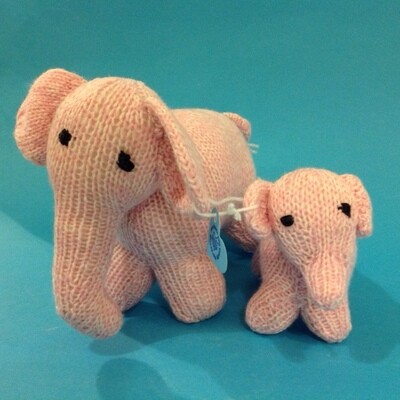Elephant mum & baby, pink