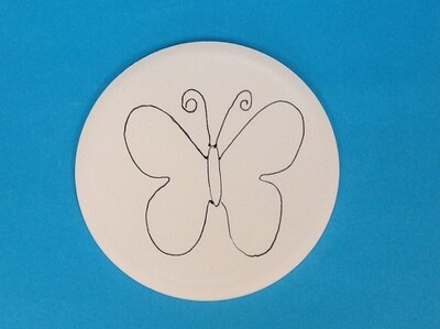 Tile round, 6&quot; diameter, Butterfly