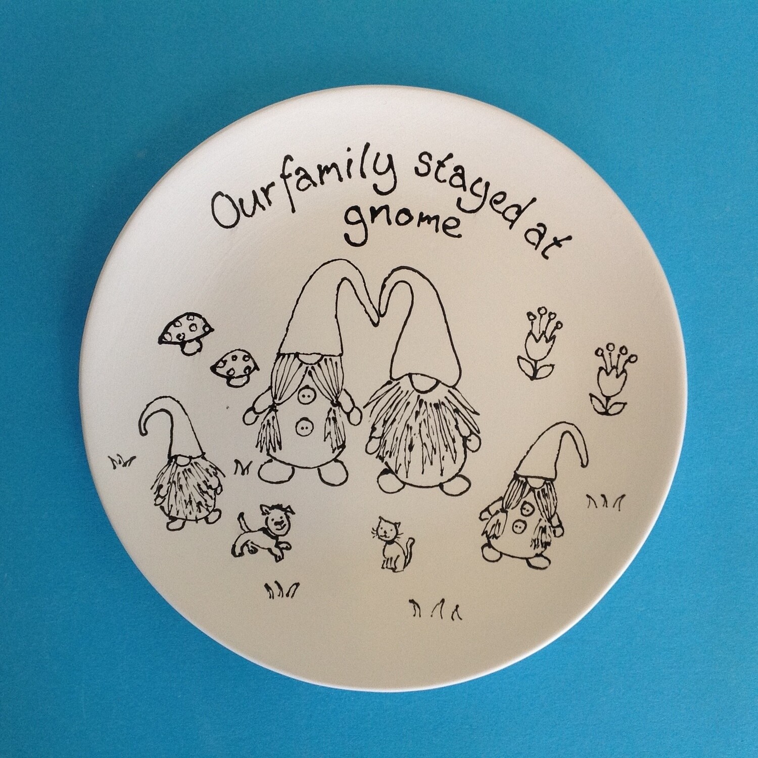 Plate - rimless 20cm Our family stayed at gnome&quot;