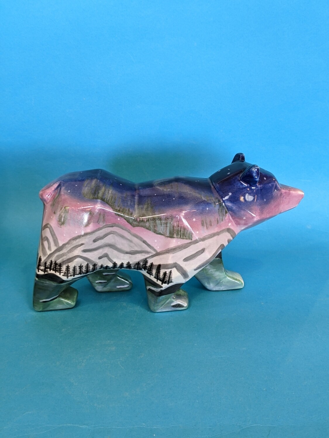 Bear - faceted, 25cm nose to tail, 13.5cm H