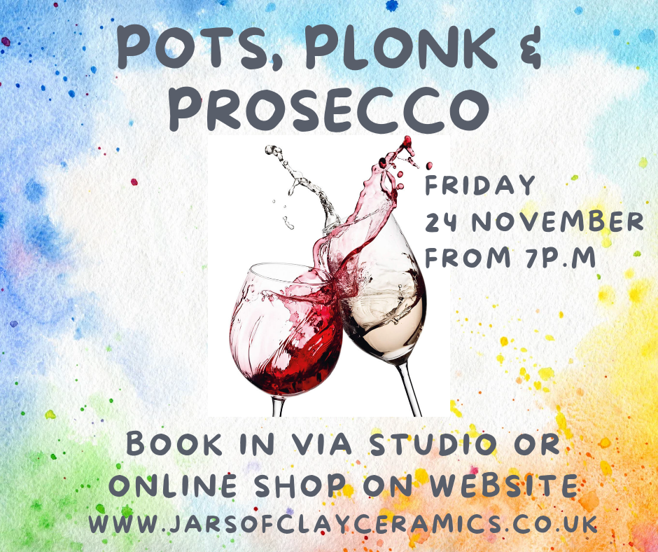Pots, Plonk & Prosecco, non-refundable deposit, includes first drink