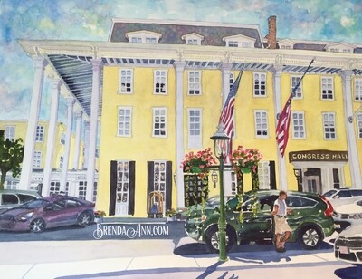 Cape May NJ Art - Congress Hall Watercolor Print