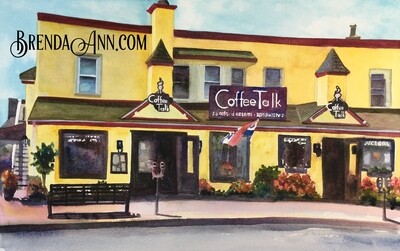Coffee Talk in Stone Harbor, NJ - Hand Signed Archival Watercolor Print
