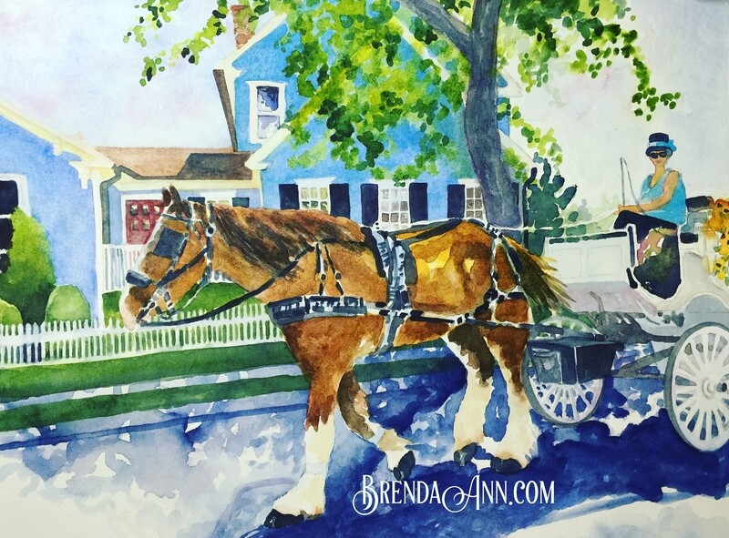 Cape May Art - Carriage Ride Watercolor Print