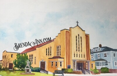 Stone Harbor NJ Art - St. Paul&#39;s Church Watercolor Print