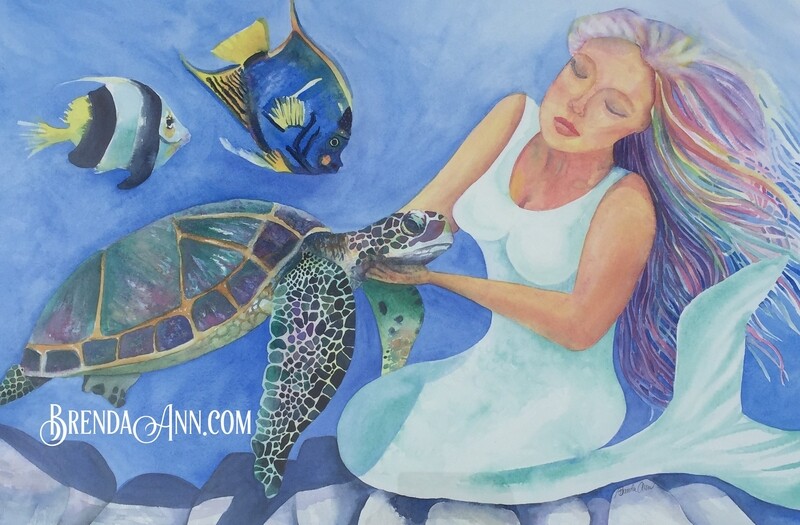 Mermaid Art - Motherly Love Watercolor Print