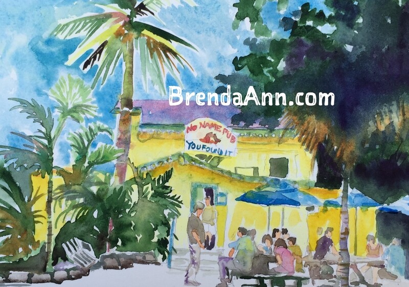 Key West Tropical Art - 
No Name Pub Watercolor Print