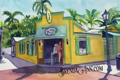 Key West Tropical Art -  Kermit&#39;s Key West Lime Shoppe  Watercolor Print