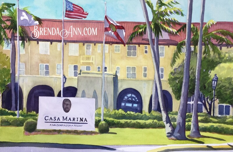 Key West Tropical Art - Casa Marina Watercolor Print