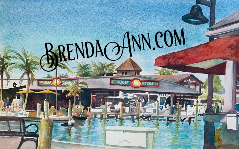 Key West Tropical Art - Conch Republic Seafood Company Restaurant Watercolor Print