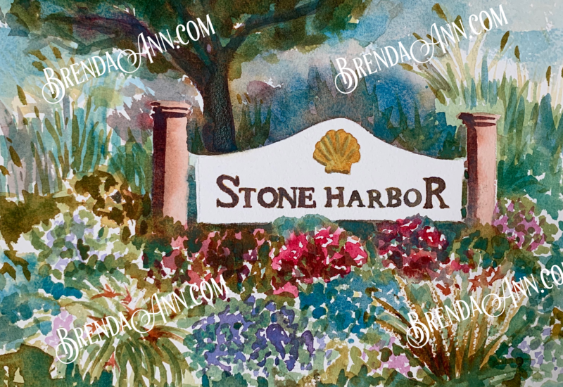 Stone Harbor Art - Welcome Sign Watercolor Print