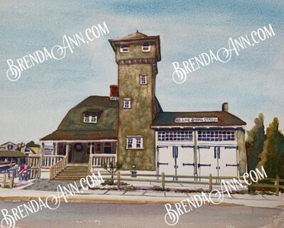 Stone Harbor NJ Art - Tatham Life Saving Station Museum Watercolor Print