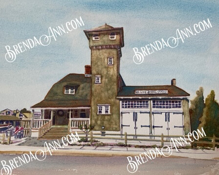 Stone Harbor Art - Tatham Life Saving Station and Museum Watercolor Print
