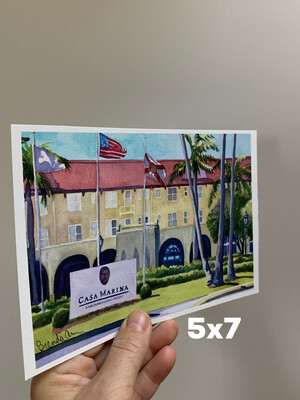 Casa Marina Watercolor Print - 5x7 Key West Florida Keys Beach House Art Gift