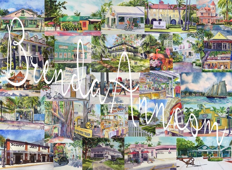 Key West, FL - Cozy Fleece Blanket with Watercolor Scenes