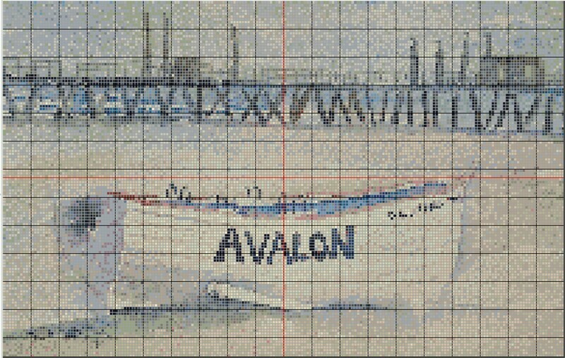 Avalon Cross Stitch - Beach and Lifeguard Boat - Pattern Only - Instant Digital Download