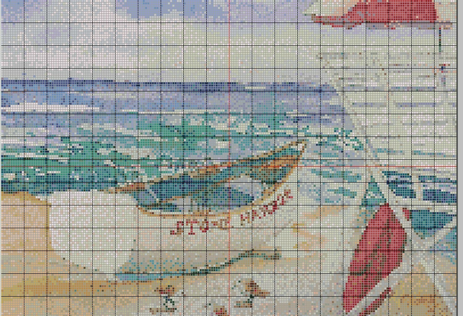 Stone Harbor Cross Stitch -  Beach and Lifeguard Boat - Pattern Only - Instant Digital Download
