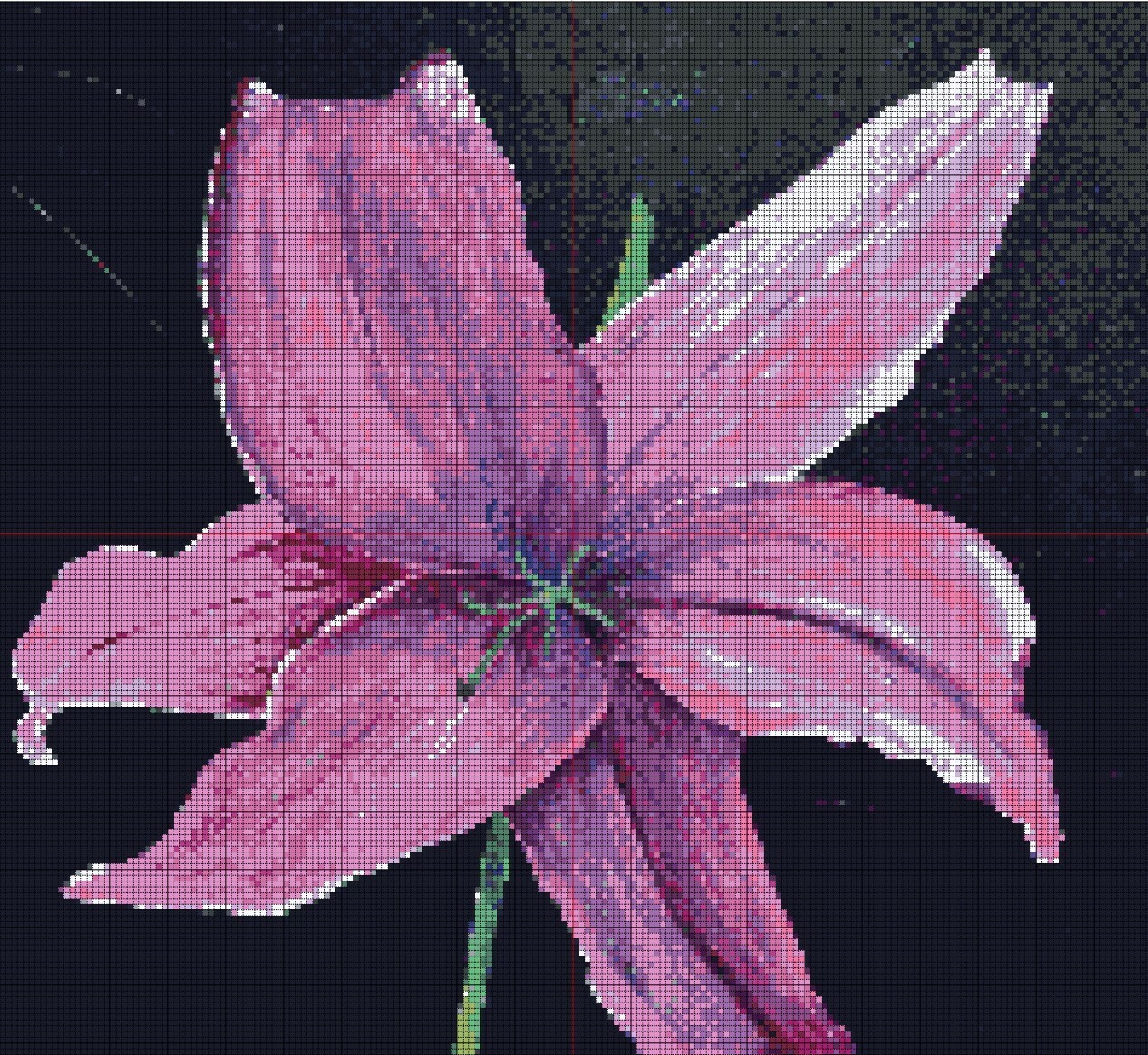 Flower Cross Stitch - Pink Lily - Pattern Only - Instant Digital Download