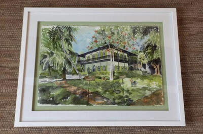Ernest Hemingway Home & Museum in Key West, FL - Hand Signed FRAMED ORIGINAL Watercolor Painting