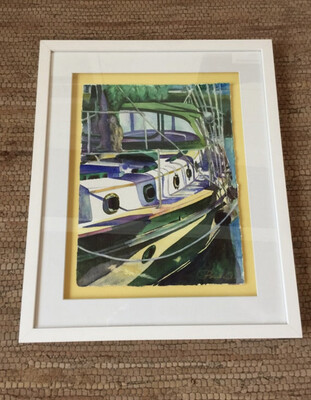 The Journey Sailboat (Second Version) Key Colony Beach in Marathon in the Florida Keys - Hand Signed FRAMED ORIGINAL Watercolor Painting