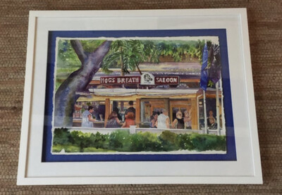 Hog’s Breath Saloon in Key West - Hand Signed FRAMED ORIGINAL Watercolor Painting