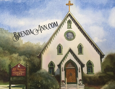 St. Agnes Catholic Church in Cape May, New Jersey - Hand Signed Archival Watercolor Print  
