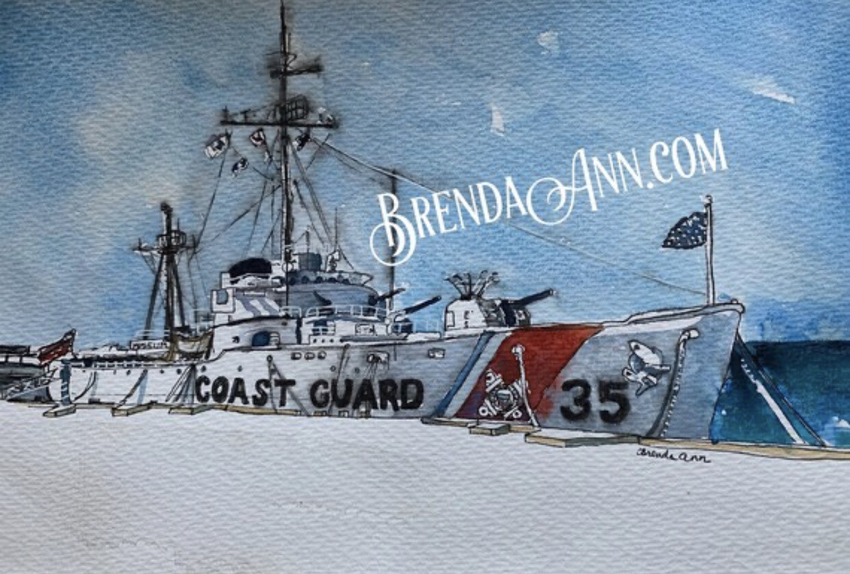 USCGC Ingham Coast Guard Maritime Museum WHEC-35 (Second Version) in Key West - Hand Signed Archival Watercolor Print