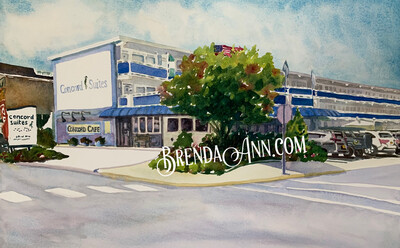 Avalon NJ Art - Concord Suites + Concord Cafe Watercolor Print