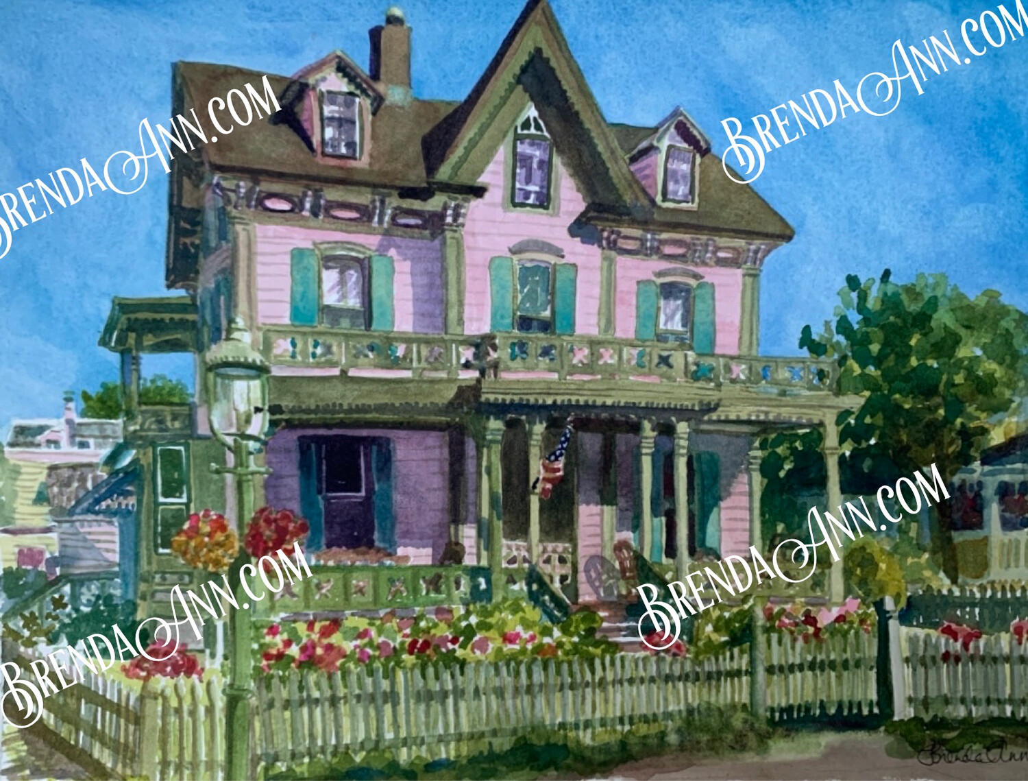 J. Spicer Leaming House in Cape May, NJ - Hand Signed Archival Watercolor Print