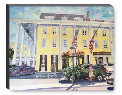 Congress Hall Watercolor Print - 1.25" Deep Canvas Gallery Wrapped Cape May New Jersey Beach House Art Wedding Gift